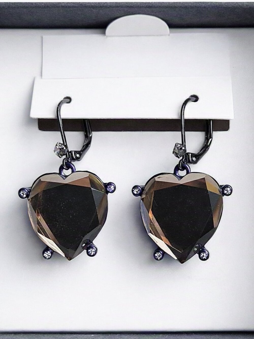 Betsey Johnson Smoky Heart Earrings
